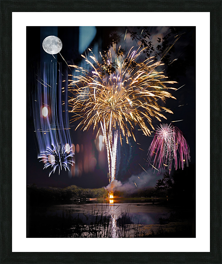 Moon over Fire  Framed Print Print