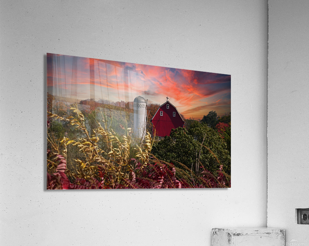 Burning Barn of Autumn Acrylic Print