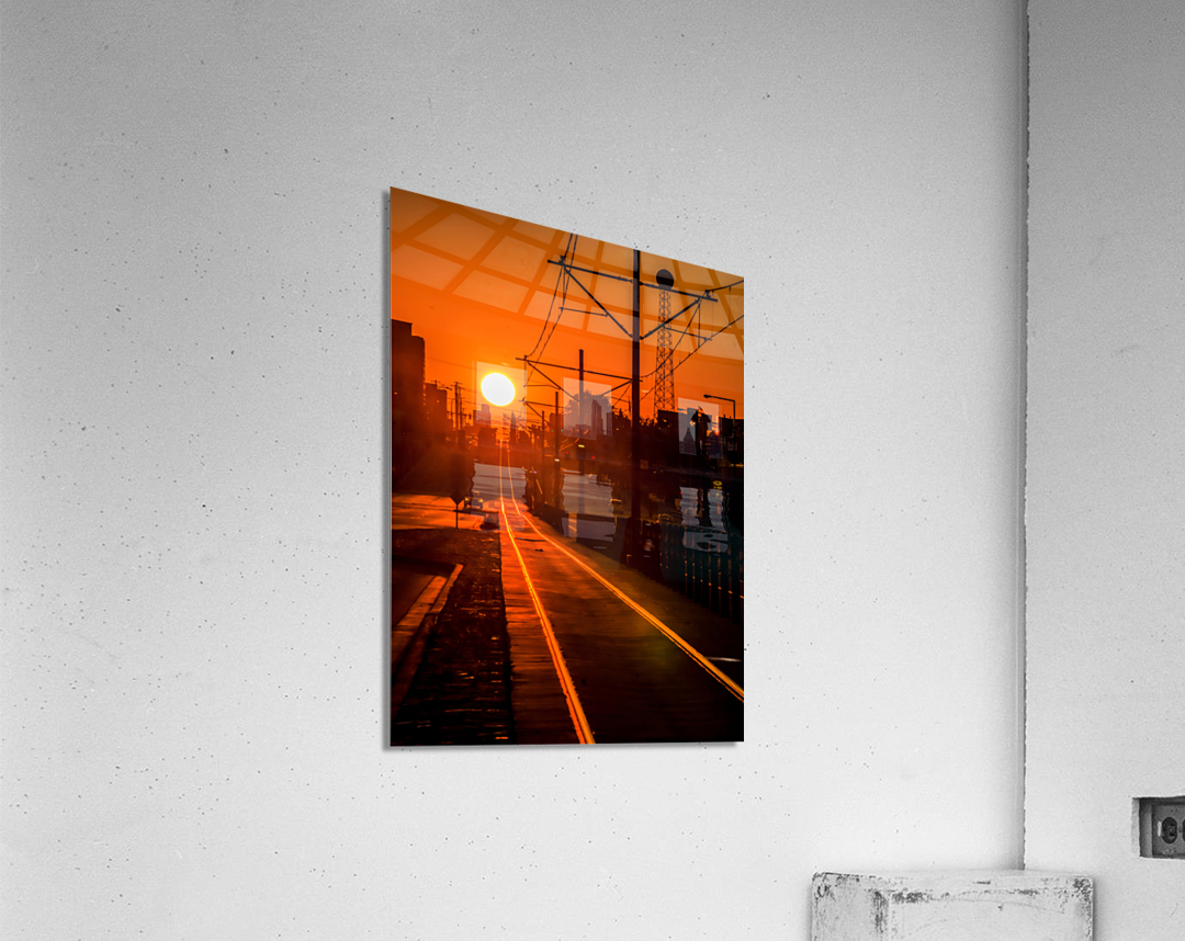 Sunset on tracks Acrylic Print