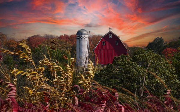 Burning Barn of Autumn Digital Download