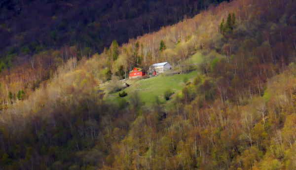 Farm on fjord Norway by Jim Radford