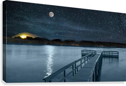 Moon over Island Lake  Canvas Print