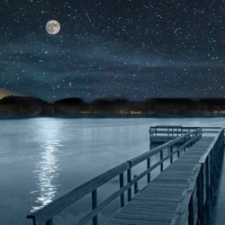 Moon over Island Lake