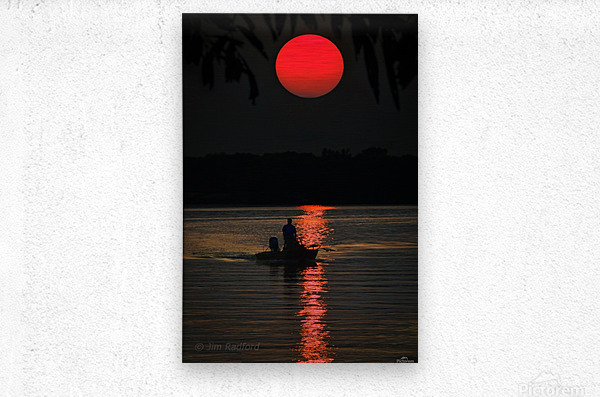 Fishing at Sunset  Metal print