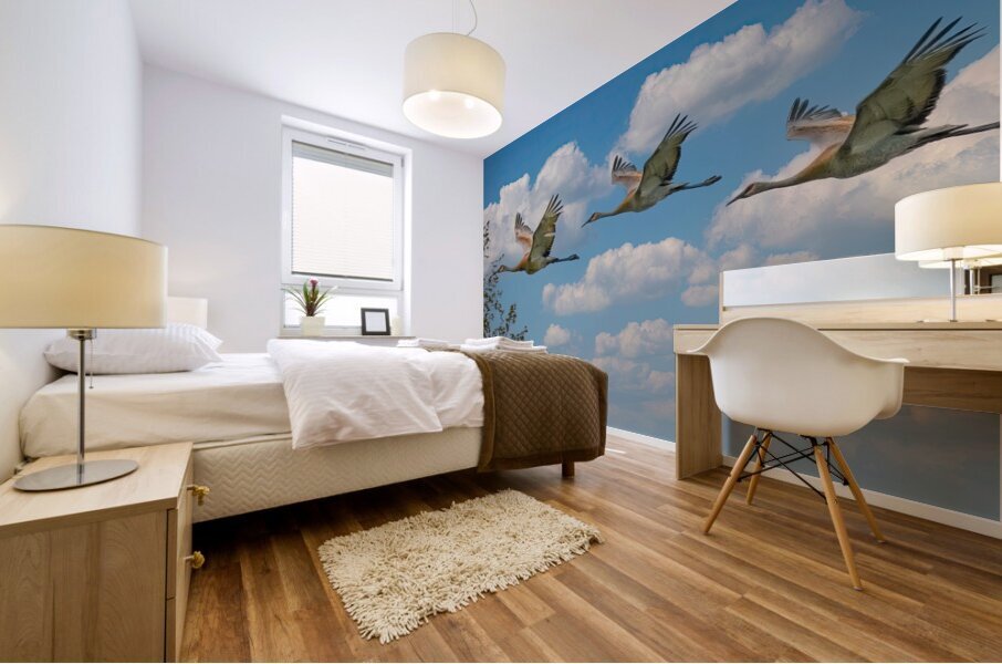 Three cranes a crusin Mural print