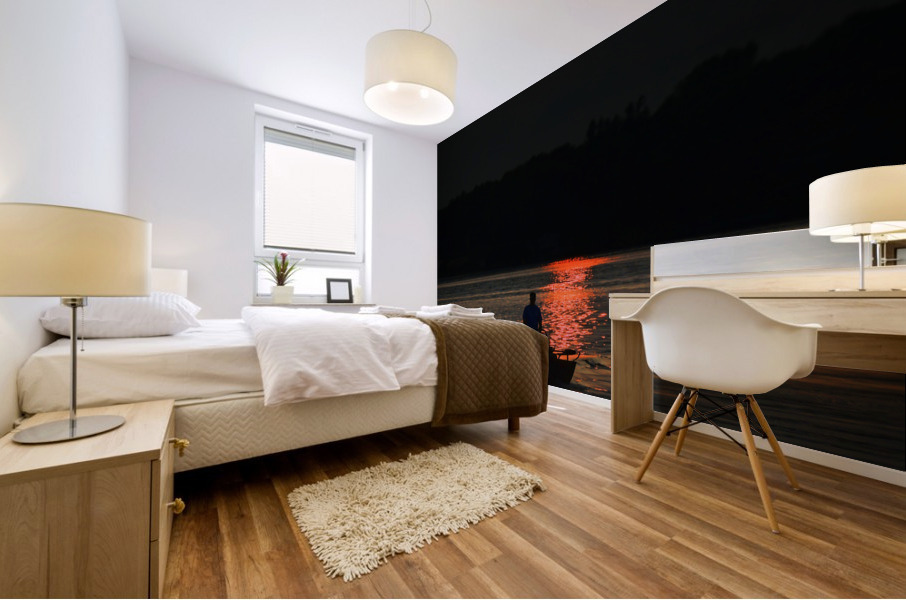 Sunset fishing Mural print