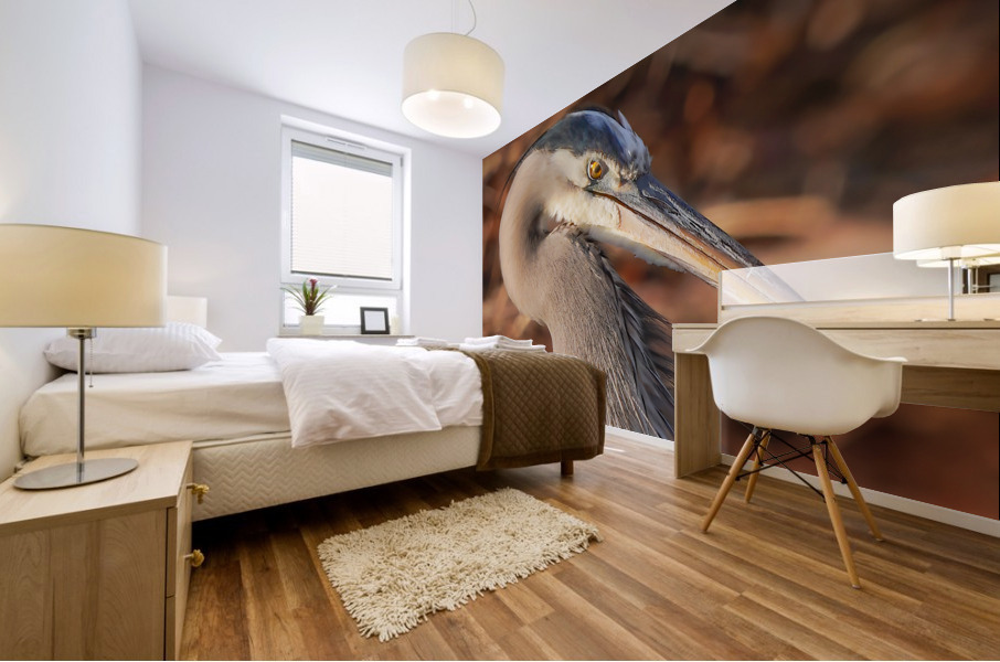 Great blue heron Mural print