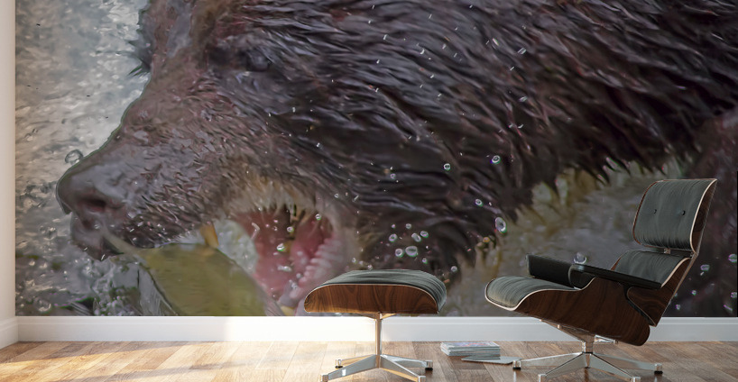 Grizzly bear and dinner Wall Murals