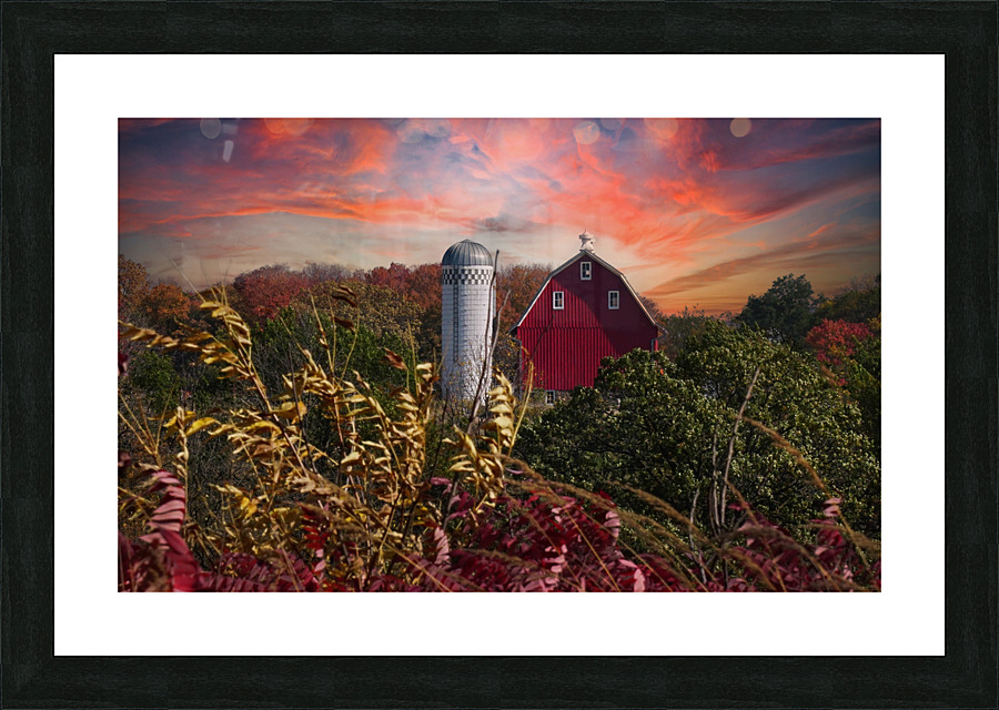 Burning Barn of Autumn Picture Frame print