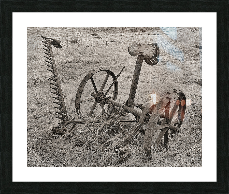 Farm grass mower Picture Frame print