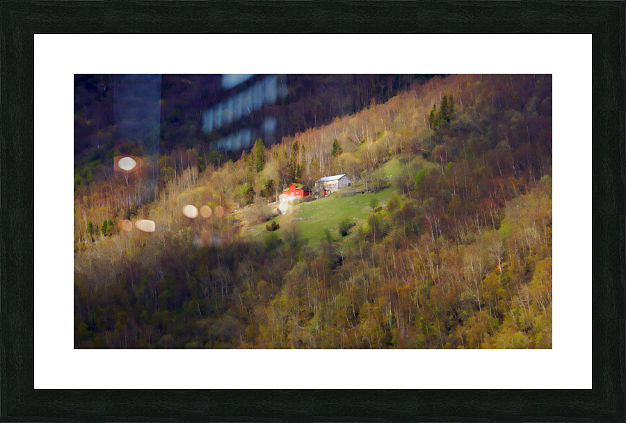 Farm on fjord Norway Picture Frame print