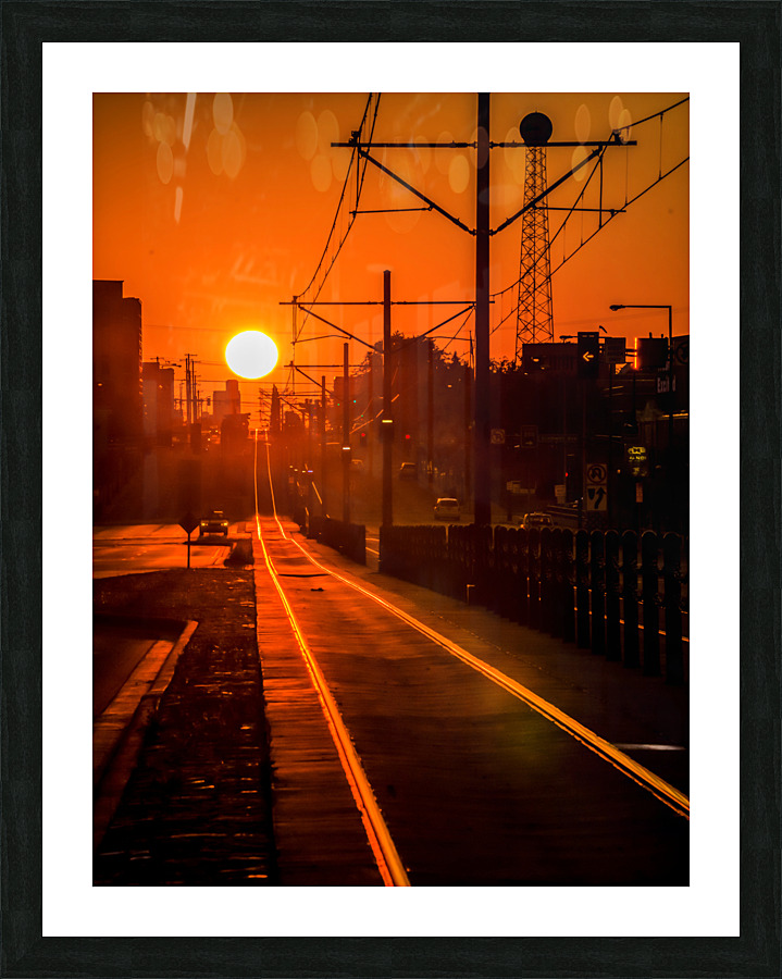 Sunset on tracks Picture Frame print
