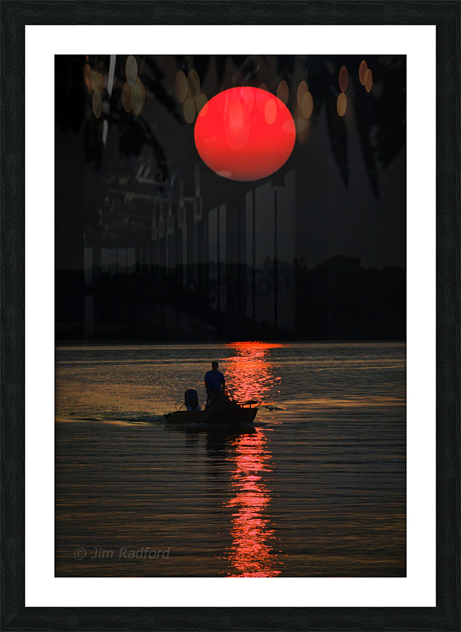 Sunset fishing Picture Frame print