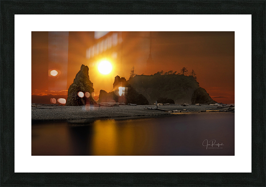 Sun on seastacks Picture Frame print