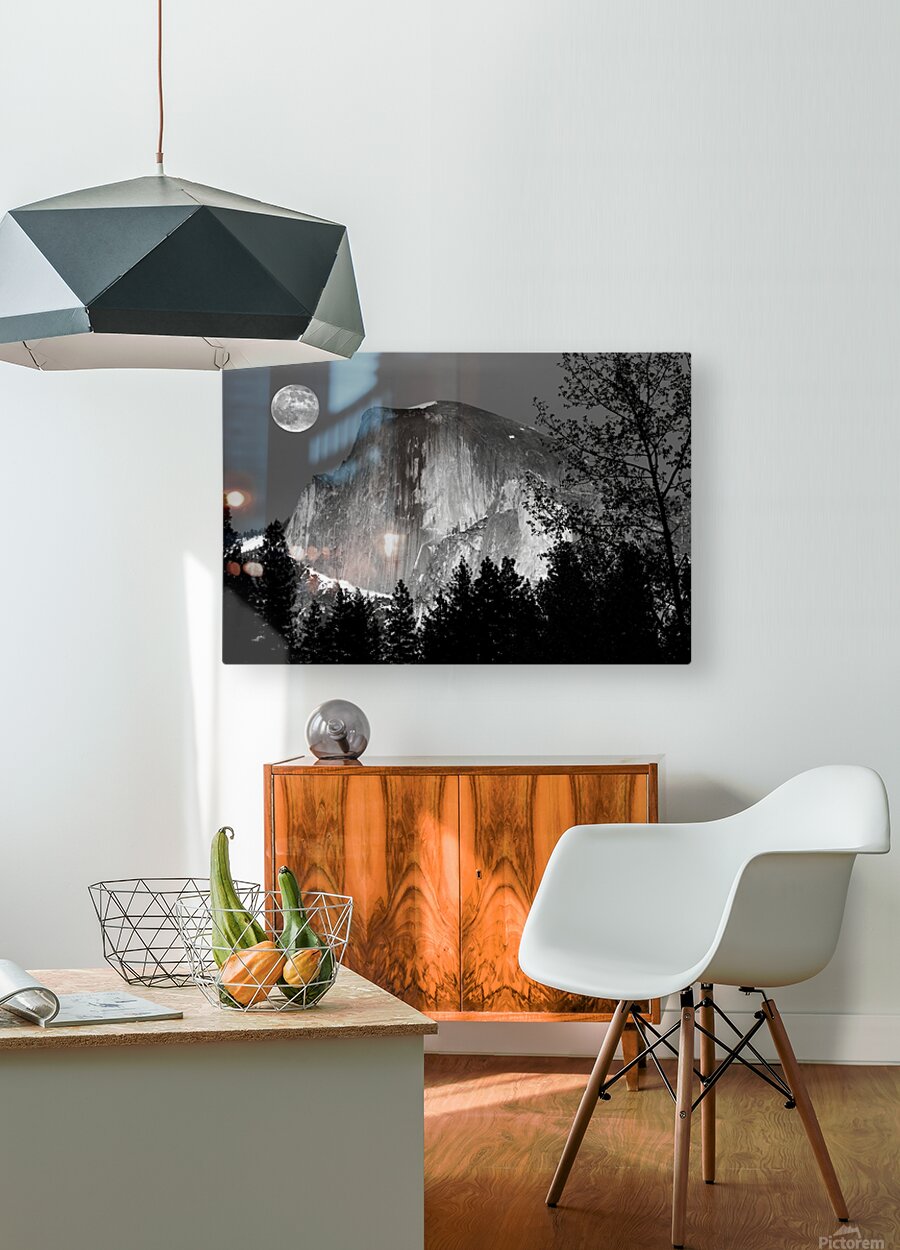  Half Dome Moon  HD Metal print with Floating Frame on Back