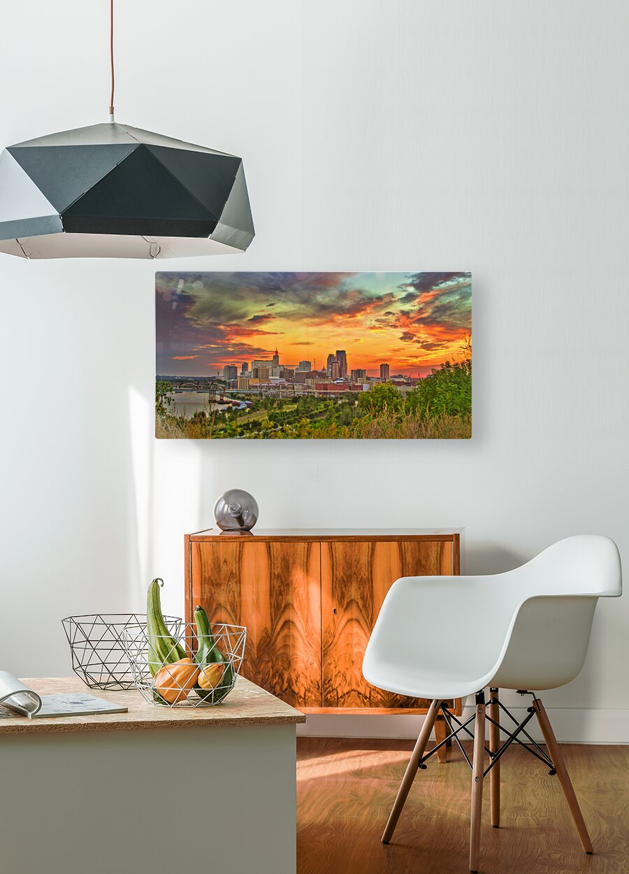  StPaul Mn Sunset  HD Metal print with Floating Frame on Back