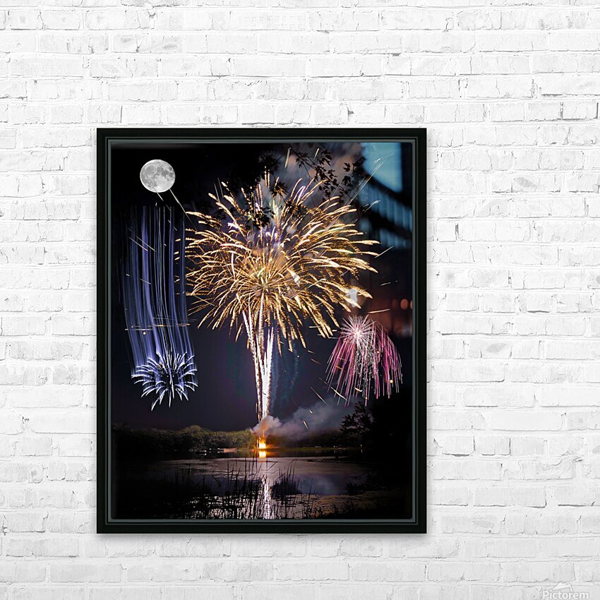 Moon over Fire HD Sublimation Metal print with Decorating Float Frame (BOX)