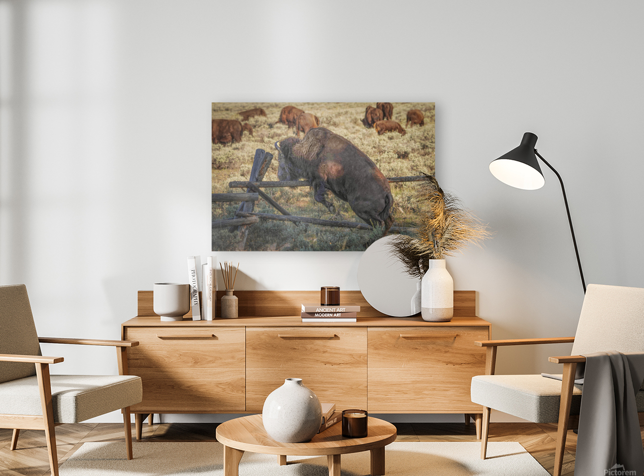 Bison leaping Reproduction