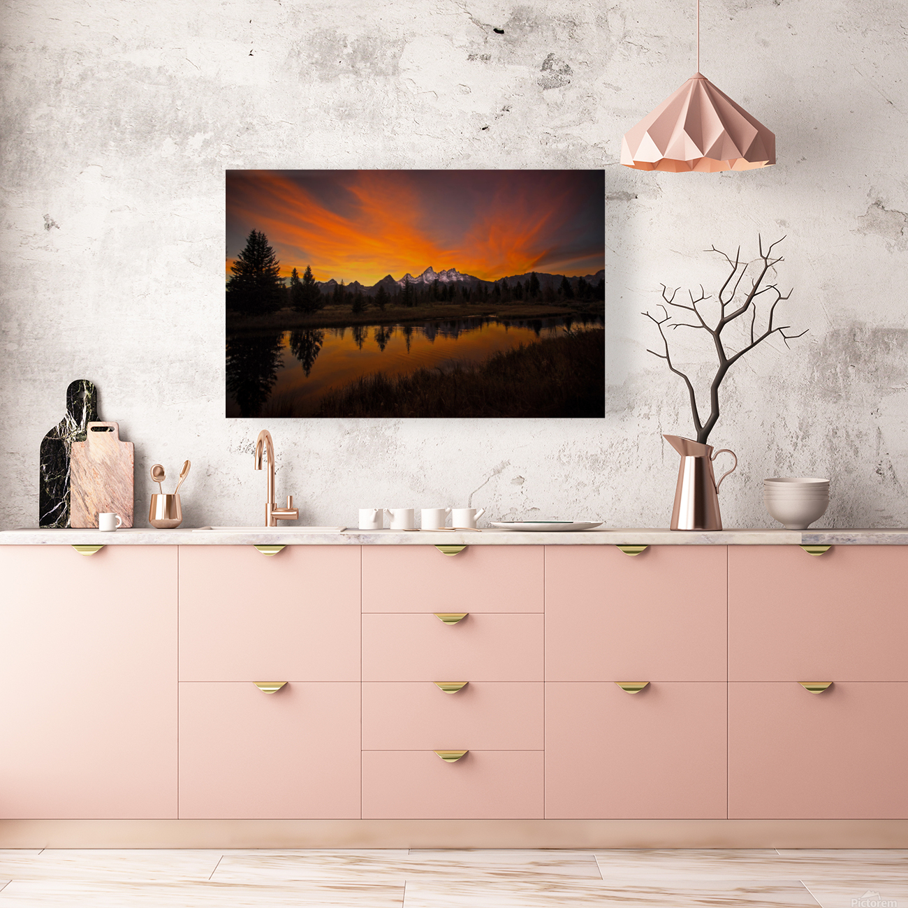 Teton Mountain Sunset Reproduction