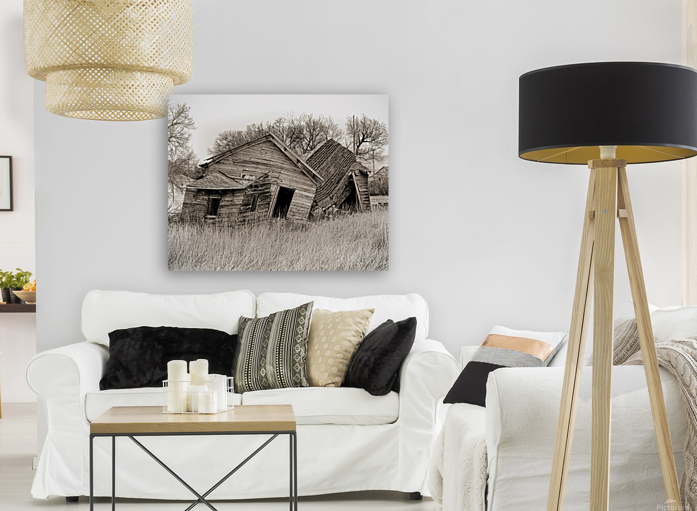 Farm house on tilt Reproduction