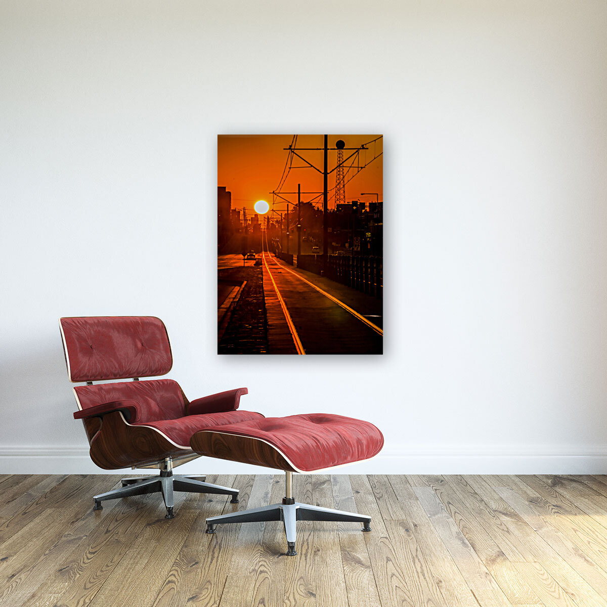 Sunset on tracks Reproduction