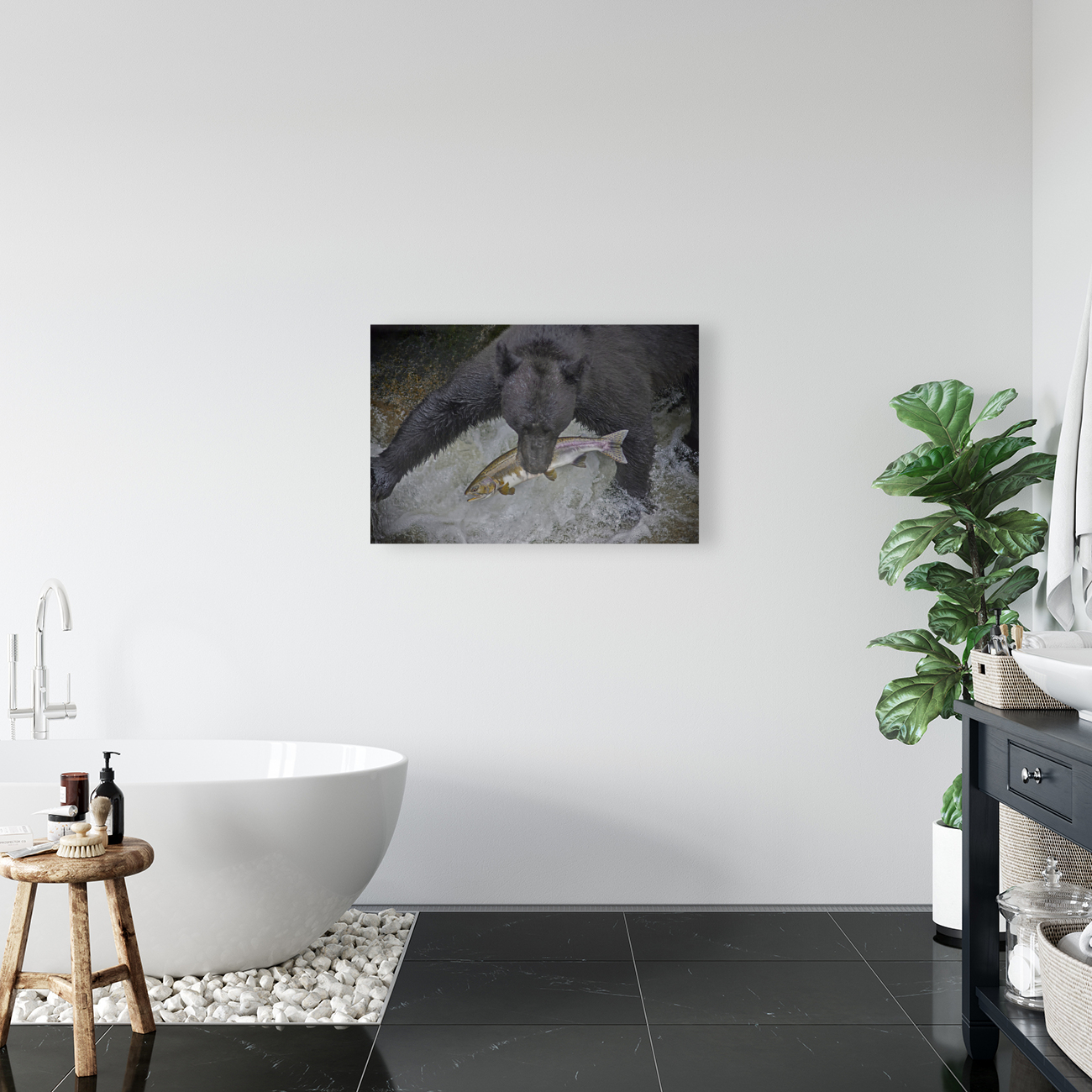 Black bear dinner Reproduction