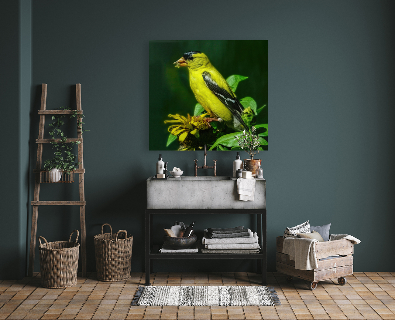 Goldfinch in tree Reproduction