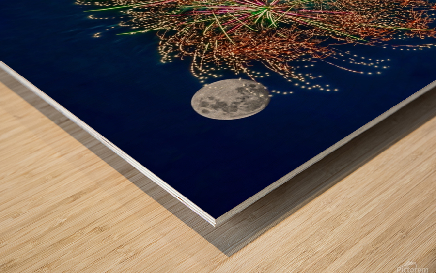 Fireworks display  Wood print