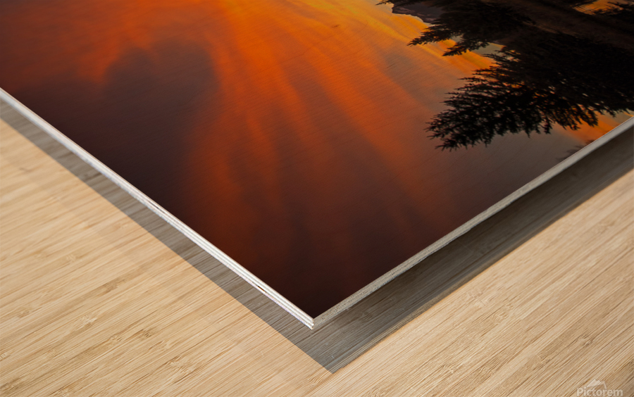 Teton Mountain Sunset Wood print