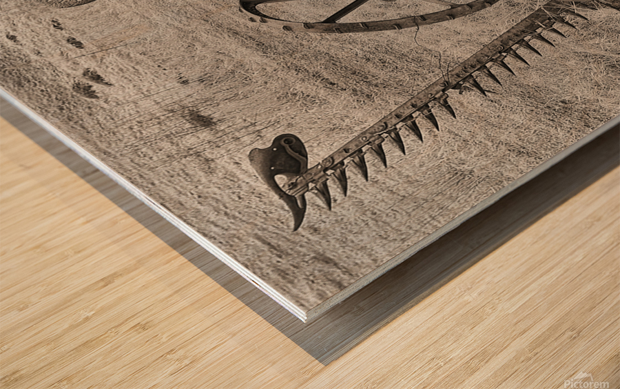 Farm grass mower Wood print