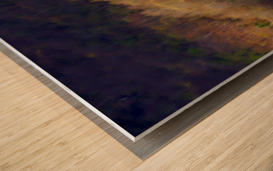 Farm on fjord Norway Wood print