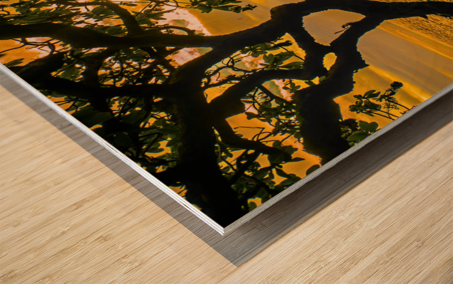 Sunset at Kona Wood print